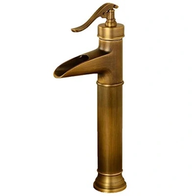 Imagen de Rmckuva Grifos De Lavabo Mezclador Monomando Efecto Retro Cascada Baño Latón