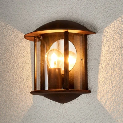 Imagen de LED lámpara de pared exterior &#039;Maelis&#039; (Moderno) en Marrón hecho Aluminio (1 llama, E27) Lindby lámparas para aplique, exterior, aplique