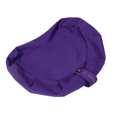 Imagen de Yoga Studio Cojín de meditación Zafu Crescent la UE Algodón orgánico Funda extraíble lavable Asa transporte (morado)