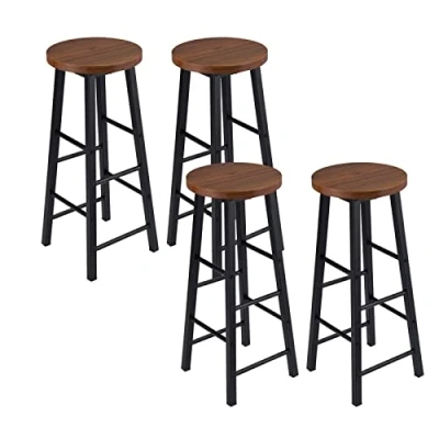 Imagen de WOLTU 4X Taburete de Bar Muebles Cocina Silla Comedor Alto para Salon Estructura Metal, MDF Marrón Oscuro BH130dc 4