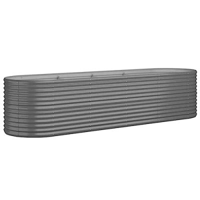 Imagen de vidaXL Jardinera Arriate Elevado Macetero Maceta Tiesto Soporte para Plantas Vegetales Hierbas de Acero con Recubrimiento en Polvo Gris 296x80x68 cm