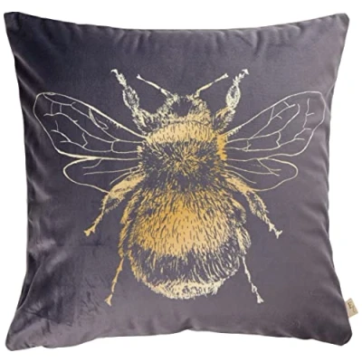 Imagen de Evans Lichfield Funda de cojín Gold Bee, Poliéster, Gris, 43 x cm (Pack of 1)