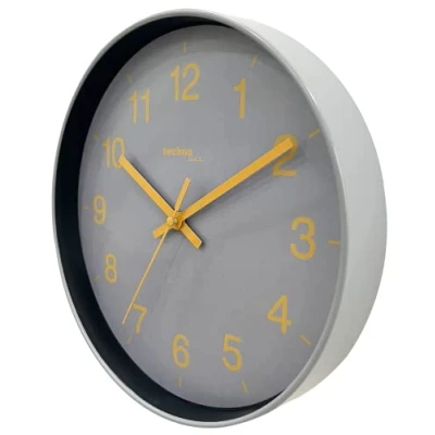 Imagen de Technoline WT7525 Reloj de Pared analógico sin tictac, Cuarzo, 25 cm, Color Plateado y Gris