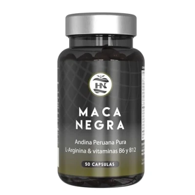Imagen de Maca Negra Andina Peruana con L arginina 50 Capsulas 24000mg Altamente concentrada 20:1 para máxima energía y rendimiento, Vitaminas B6 B12 contra cansancio fatiga, Maka hombres mujeres