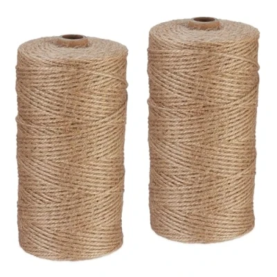 Imagen de Relaxdays Cuerda de Yute 2 mm, Rollos 250 m Cada uno, Biodegradable, Manualidades, Jardín, Embalaje, Natural