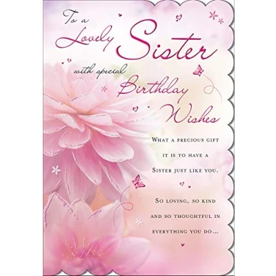 Imagen de Piccadilly Greetings Tarjeta de cumpleaños para hermana 9 x 6 pulgadas Regal Publishing, rosa, rojo y blanco