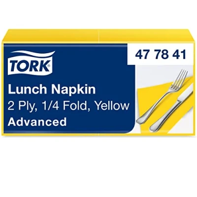 Imagen de Tork 477841 Lunch/Servilletas para almuerzo / 10 paquetes x 200 unidades (2000 servilletas) color amarillo 2 capas 33 32,6 cm/Advanced