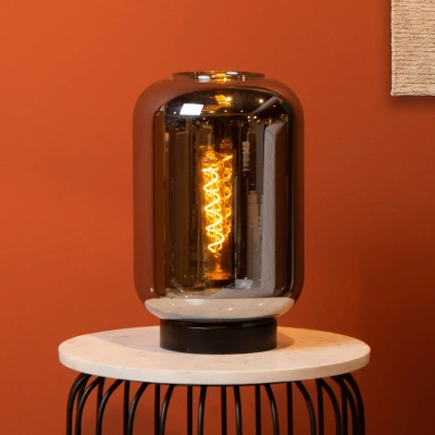 Imagen de Lucide Lámpara de mesa Joanet con vidrio humo, Ø 22 cm