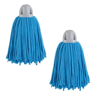 Imagen de MAYA Fregona MAX Pro Hilo. Limpieza Eficiente y Duradera para Superficies Lisas. 100 % Microfibra. Extra Absorbente Escurrefacil. Rosca Universal. Pack de 2 Fregonas (Azul)
