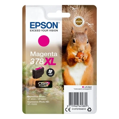 Imagen de Cartucho Tinta Epson C13t37934010 Singlepack Magenta 378xl Claria Photo Hd Ink Ardilla
