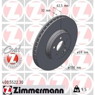 Imagen de ZIMMERMANN 400.5522.30 disco de freno 330 32 6/5 5 112 ventilación interna, dos piezas revestido altamente carbonizado