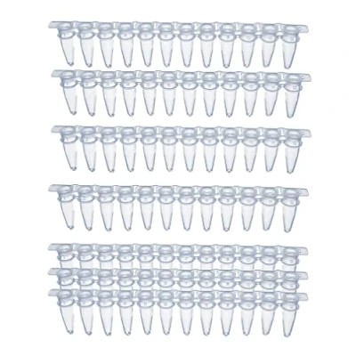 Imagen de MUHWA Tubo PCR de 0,2 ml con pared fina, tira 12 tubos tapa, tapas planas, 200 tiras