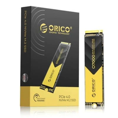 Imagen de ORICO M2 SSD 1TB, NVMe M.2 con Disipador, PCIe 4.0 x 4, hasta 7000MB/s, SLC Cache 3D NAND, 2280 Interna para PS5, PC de Sobremesa y Portátiles O7000