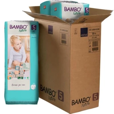 Imagen de Bambo Nature pañales ecológicos de alta calidad, sostenibles ecológicos, protección mejorada contra fugas, seguros y cómodos, bebé tamaño 5 (27 40 libras/12 18 kg), juvenil, 44 unidades