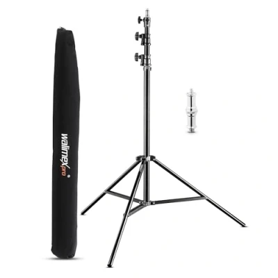 Imagen de Walimex pro AIR 290 Soporte de luz 290cm Trípode con suspensión neumática altura máxima cm, carga 7 kg, muy robusto, aluminio, para estudio fotográfico o exterior bolsa