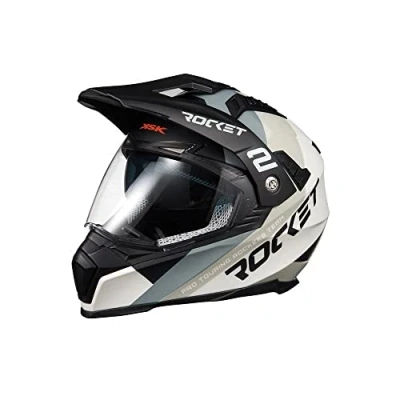 Imagen de KSK Cross DS Rocket White TM Casco de automóvil, Blanco y Negro, M (57 58cm)