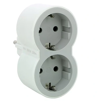 Imagen de Legrand 694516, Adaptadores 2P+T, 2 Tomas de enchufes/Corriente Frontales, Ladron enchufes. Color Blanco/Gris Claro