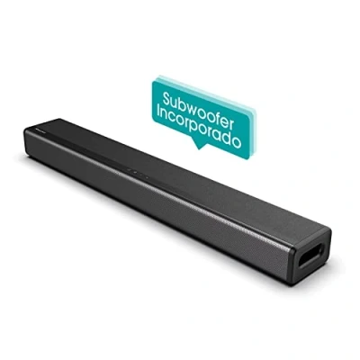 Imagen de Hisense HS214 Barra de sonido 2.1 canales, con Subwoofer integrado, 108 W, Diseño Compacto todo en uno Bluetooth, DolbyTV, HDMI ARC/Optical/AUX/ Audio, Roku USB, 3 modos EQ, Multicolo