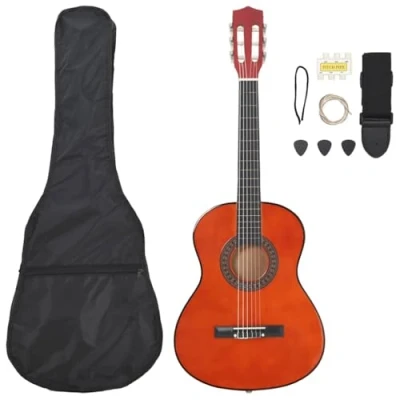 Imagen de vidaXL Set de Guitarra Clásica para Principiantes 8 pzas, Instrumento Musical Aficionados, Clásica, Soporte Guitarra, 3/4 36&quot;