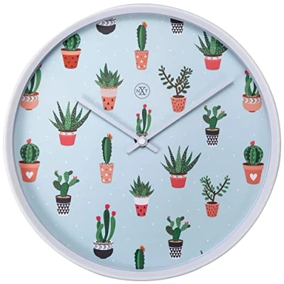 Imagen de NeXtime Cactus Reloj de Pared, Plastic, Blanco, 30cm
