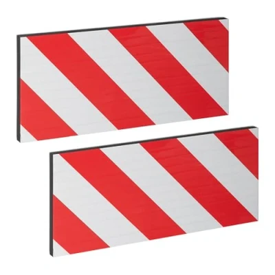 Imagen de Relaxdays Unidades Protectores de Pared para Garaje Set 2, Autoadhesivos, Pilares, Reflectante, Gomaespuma, Rojo y Blanco, Caucho, 38 x 16 1,5 cm