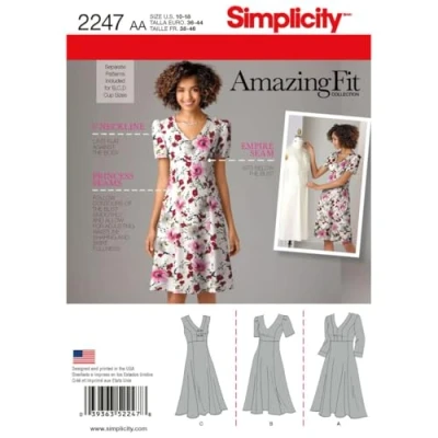 Imagen de Simplicity Simplcity 2247 Vestidos de Ajuste increíble para Mujer y Talla Grande, Papel, Blanco, BB (20W 28W)