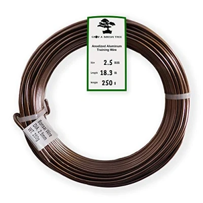 Imagen de Grow A Bonsai Tree Anodizado de aluminio 2,5 mm Formación alambre 250G gran rollo (60 pies) (2,5 mm) 2.5mm marrón