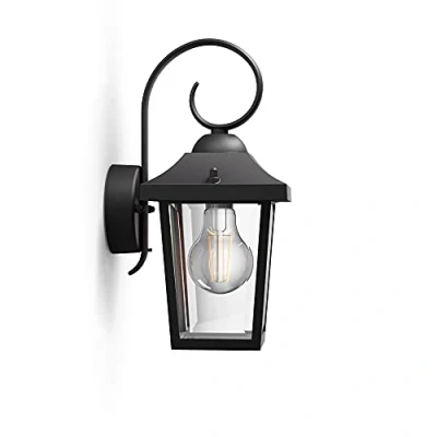 Imagen de Philips myGarden Buzzard Aplique de exterior, casquillo E27, 60 W, aluminio, color negro, diseñado para jardines y patios