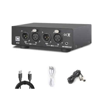 Imagen de Vereen Juego de alimentación Phantom universal compacto 2 canales 48 V para micrófono condensador, equipo grabación música