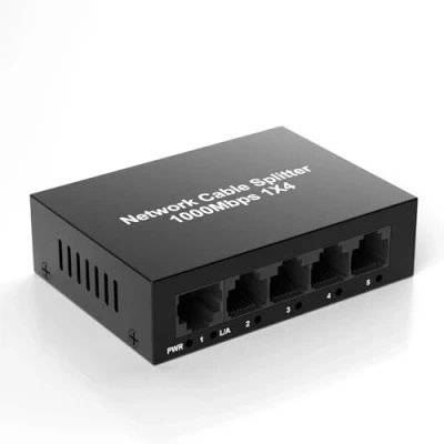 Imagen de Divisor Ethernet RJ45 de Alta Velocidad 1 a 4, 1000Mbps Switch para Cat 5/5e/6/7/8, Duplicador Ladron Internet LAN Hub Soporte 4 Dispositivos comparten al Mismo Tiempo