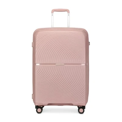 Imagen de British Traveller Maleta Ligera de Polipropileno con Carcasa rígida, tamaño Cabina Equipaje Mano, Cerradura TSA 4 Ruedas giratorias, Color Carne, M, rígido