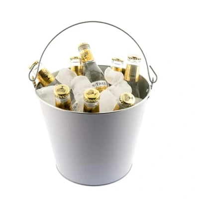 Imagen de Koala Spain (6 Unidades) Cubos de metal con asa, Color Blanco, Cubitera para Enfriar 8 Cervezas, 5 Litros