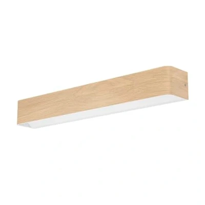 Imagen de Eglo Sania 6 lámpara de pared led, luz ascendente y descendente, metal con aspecto madera clara, espejo baño, cuarto baño pasillo, blanco cálido, IP44