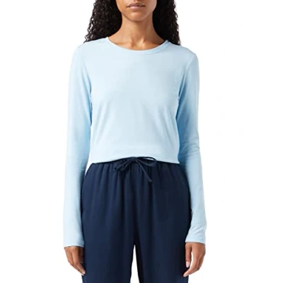 Imagen de Amazon Essentials Camiseta de Cuello Caja, Manga Larga y Ajuste Clásico (Disponible en Tallas Grandes) Mujer, Azul Cielo, XL