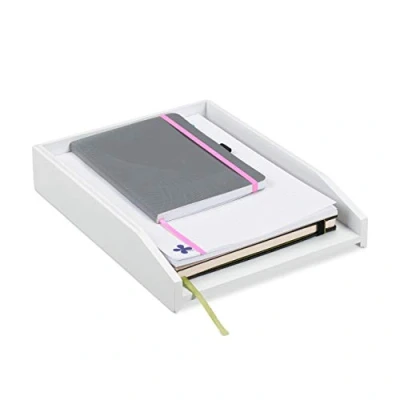 Imagen de Relaxdays Bandeja para Documentos, Apilable, DIN A4, Organizador de Escritorio, Bambú, 6 x 25 33 cm, Blanco
