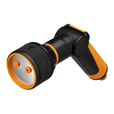 Imagen de Fiskars Pistola Pulverizadora, 3 Chorros, con Patrón de Rociado Chorro, Niebla y Ducha, Control Continuo del Caudal el Pulgar, Tamaño Universal, Negro/Naranja, 1065486