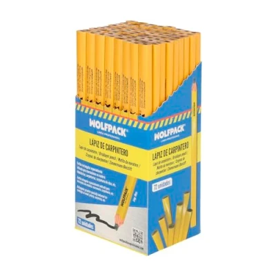Imagen de WOLFPACK LINEA PROFESIONAL Lapiz Carpintero Standar Caja 72 Lapices. Marcador Carpinteria, Albañileria
