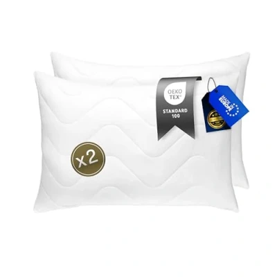 Imagen de FAM&#039; Home Juego de 2 Almohadas Lujo 60 x 70 cm, Relleno Volumen (820 g), Almohada ergonómica Blanca, fácil Cuidado, alérgica, Lavable hasta 95 C, Transpirable