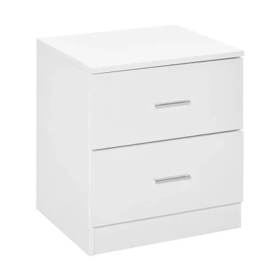 Imagen de HOMCOM Mesita de Noche Moderna Mesilla con 2 Cajones Auxiliar para Salón Dormitorio Carga 30 kg 45x39,5x49 cm Blanco