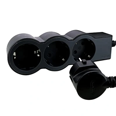 Imagen de Legrand 694568, Regleta de enchufes, sin Interruptor, Enchufe múltiple con 3 Tomas Corriente, Cable 5 MTS, Color Negro/Gris Oscuro