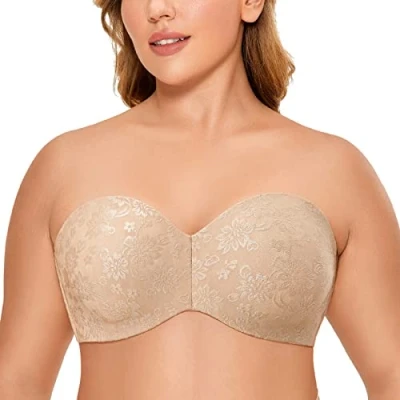 Imagen de DELIMIRA Sujetador Sin Tirantes con Aros Invisible para Mujer Anacardo 85B