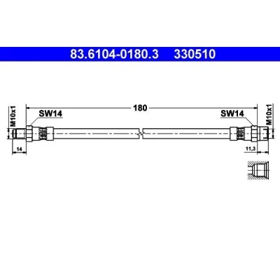 Imagen de ATE 83.6104 0180.3 Latiguillos de Freno 180 M10x1 AUDI: A6 C4 Berlina
