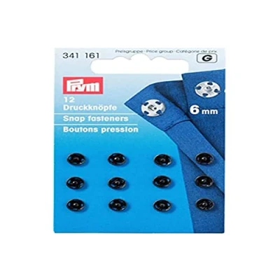 Imagen de Prym Botones, Metal, Negro, 6 mm, 12