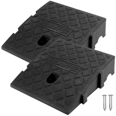 Imagen de QWORK® 2PCS Rampa de Carga Plástico, Bordillo Rampa, para Sillas Ruedas, Motocicletas, 25x27x7 cm