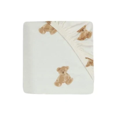 Imagen de Jollein 511 507 66095 Sábana Bajera Ajustable (60 x 120 cm), diseño de Oso Peluche, Color Blanco