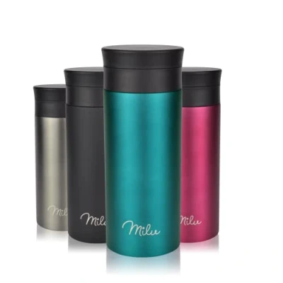 Imagen de Milu Taza Aislante de café y té para Llevar 350ml, 450ml 100% a Prueba Fugas Acero Inoxidable Beber Vaso Aislamiento al vacío Caliente frío Viaje (350ml, Verde)