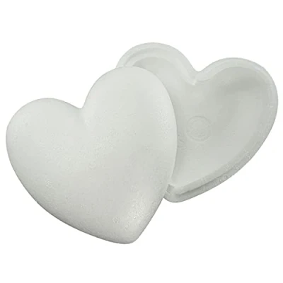 Imagen de Styropor Corazón de poliestireno 15 cm, 2 Partes 1 Consta Piezas para Manualidades y decoración, Blanco