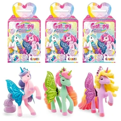 Imagen de Galupy Unicorn Rainbow Juego de 3 Juguetes Unicornio para coleccionar, Figuras con alas Brillantes y Cristales Swarovski