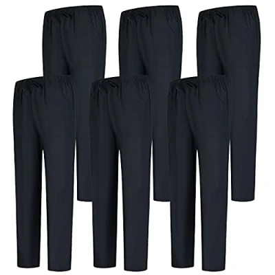 Imagen de MISEMIYA Pack 6 Pcs PANTALÓN Sanitarios Unisex Cintura ELÁSTICA UNIFORMEES Uniformes MEDICOS UNFIROMES L, Negro