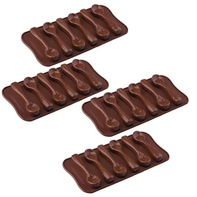 Imagen de 4 Piezas Moldes con Forma de Cuchara, Silicona para Chocolate, Caramelos Molde, Molde Gelatina Hielo y Hornear Caramelos, Gelatina, Chocolate